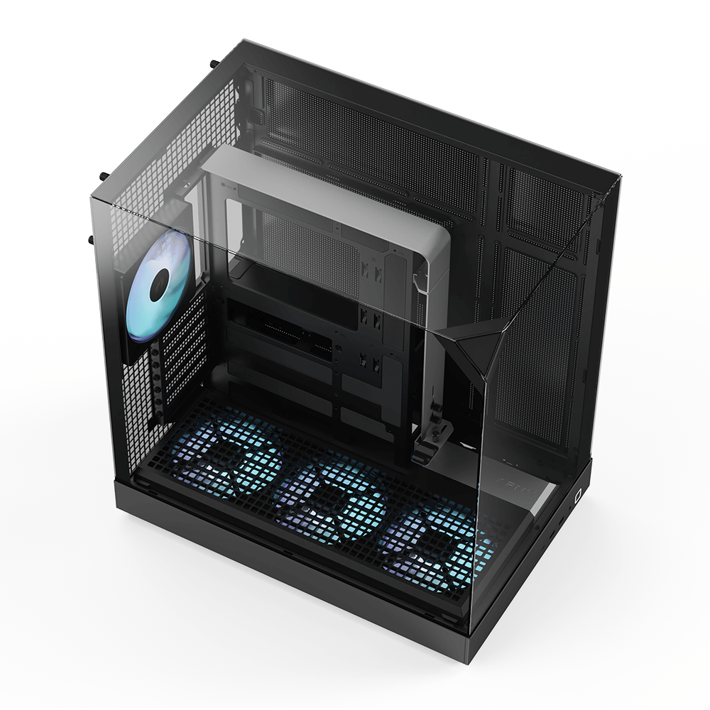 CASE APNX V2-BK-V1 MID TOWER 4 VENTILADORES CON PANEL LATERAL Y FRONTAL APCM-VI02143.11 NEGRO