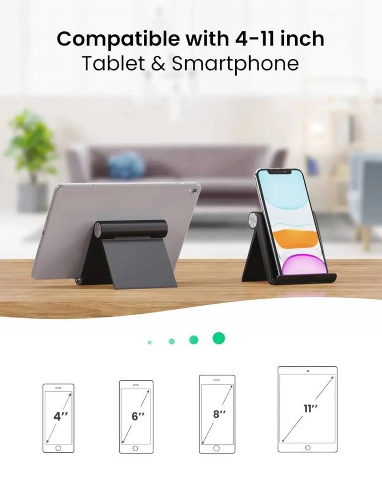 SOPORTE DE ESCRITORIO UGREEN LP115 PARA TELEFONO / TABLET PLEGABLE MULTIÁNGULO COMPATIBLE 4 PULG A 1