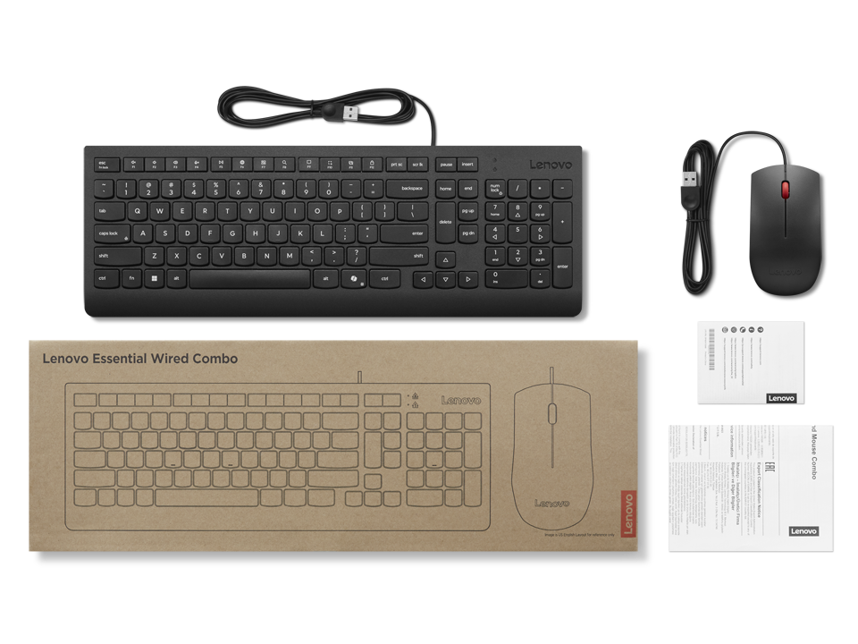 Lenovo - Keyboard and mouse set - Essential Wired Combo