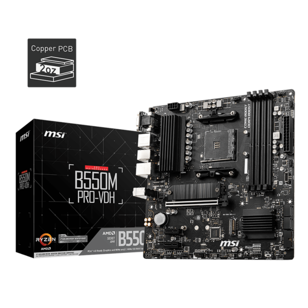 MSI B550M PRO-VDH, AMD Socket AM4, 4xDDR4, VGA, DP, HDMI, 4xSATA, 2xM.2, Micro-ATX - 824142227213