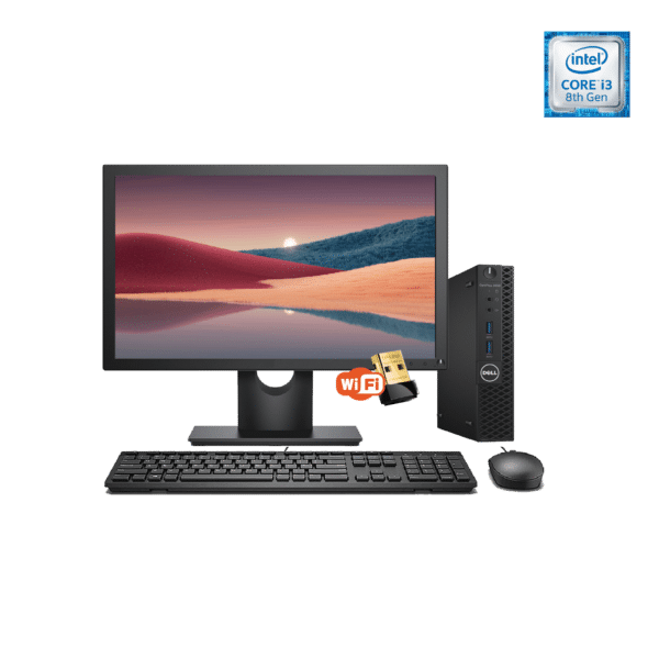 PC Dell Optiplex 3060 Ultra Slim, Core i3 8va. Generación, 8GB RAM DDR4, 240GB SSD, Monitor de 19", Teclado y Mouse USB + Nano Wi-Fi / Medio Uso