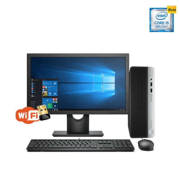 PC HP Prodesk 400 G5 Slim, Core i5 8va. Generación, 16GB RAM DDR4, 480GB SSD, Monitor de 22", Teclado y Mouse USB + Nano Wi-Fi / Medio Uso